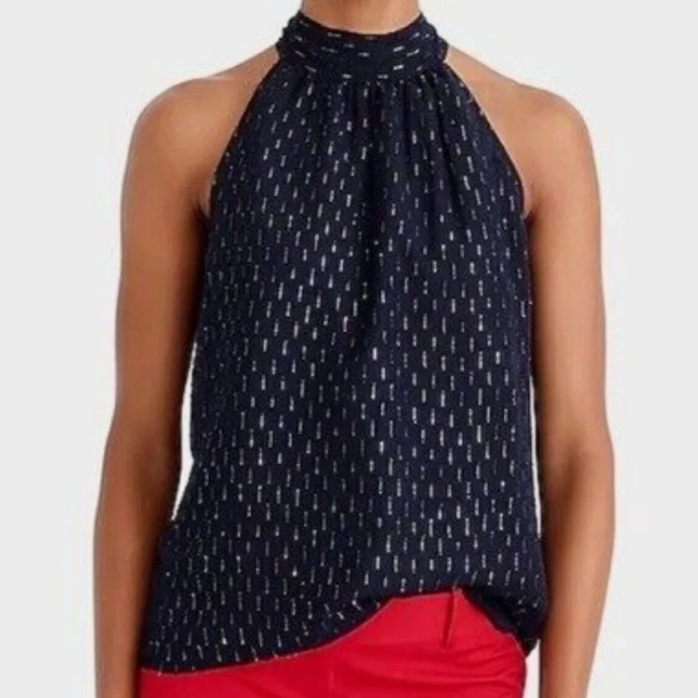 J. Crew Gold Thread Tie-Neck Tank